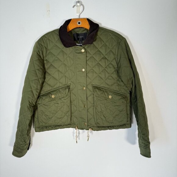 J. Crew Jackets & Blazers - J. Crew Limited Edition Cropped Quilted Barn Jacket Green Corduroy Collar M